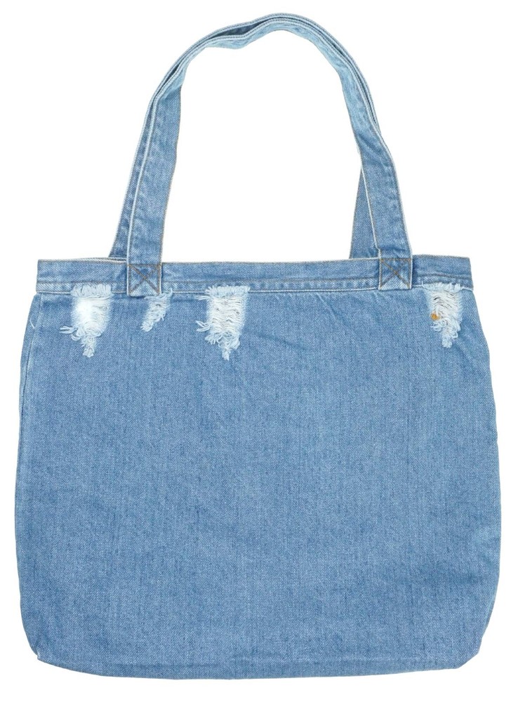 Reusable Denim Grocery Tote Bag Lightweight Casual Retro Shopping Bag