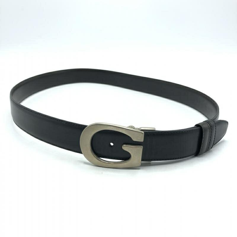 GUCCI G Logo Black Leather Belt with Silver Buckle Made in Italy Pre-Owned Authentic