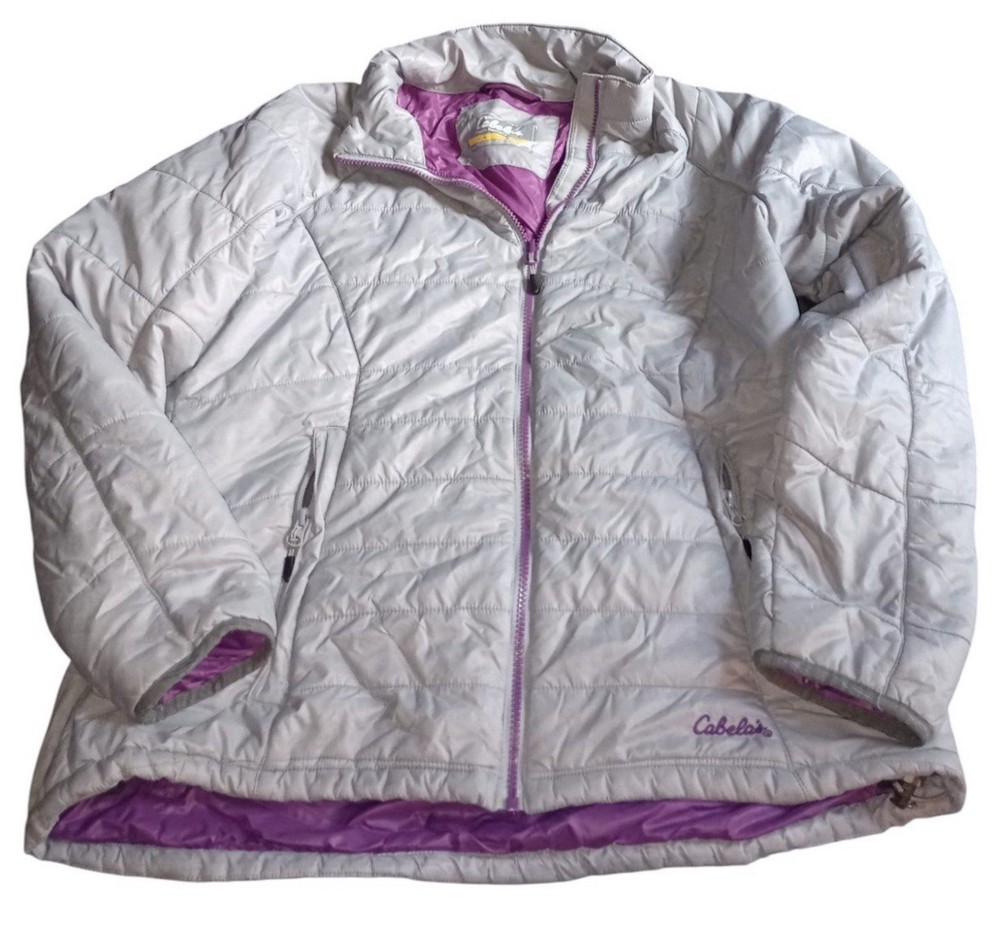 Women’s Cabelas Arctic Glow Puffer Jacket Lavender Lined XL Winter Warmth