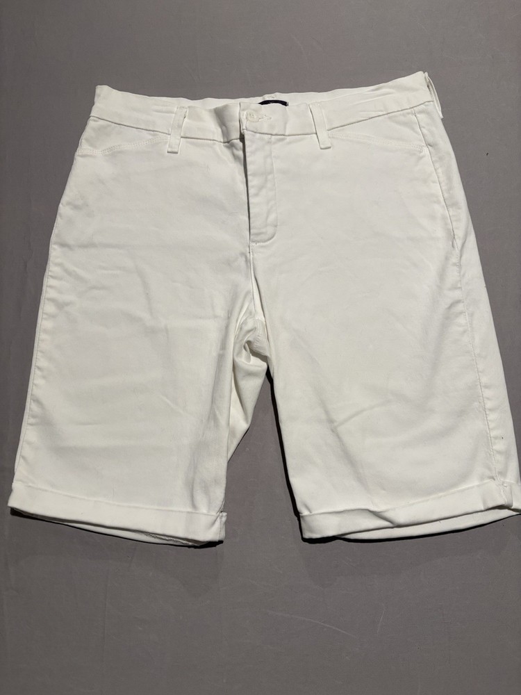 NYDJ White Bermuda Shorts Women’s 10 Lift Tuck Technology Stretch Cuffed Denim