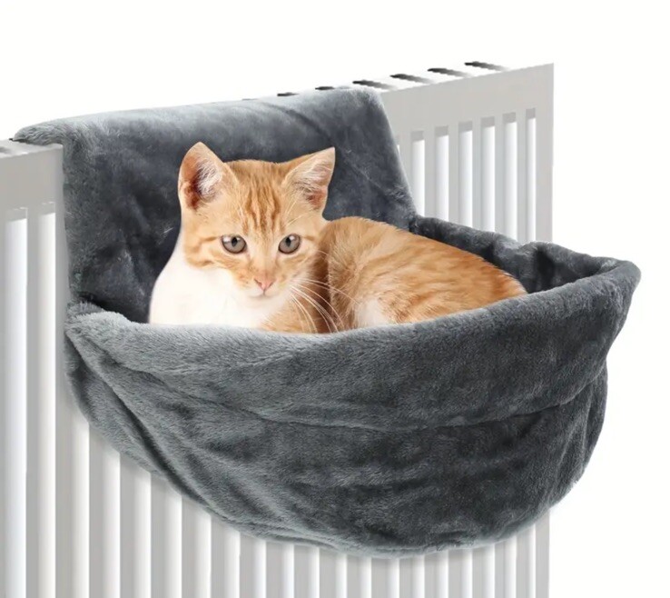 [1pc] Cat Hammock Pet Bed - Polyester Fiber, Soft Plush Kitty Swing Bed, Hanging