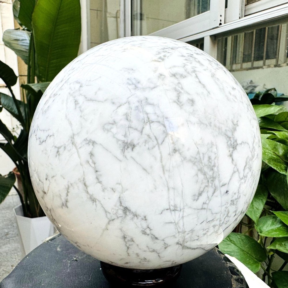 21.76LB Natural white turquoise Sphere Quartz Crystal Ball Reiki Healing