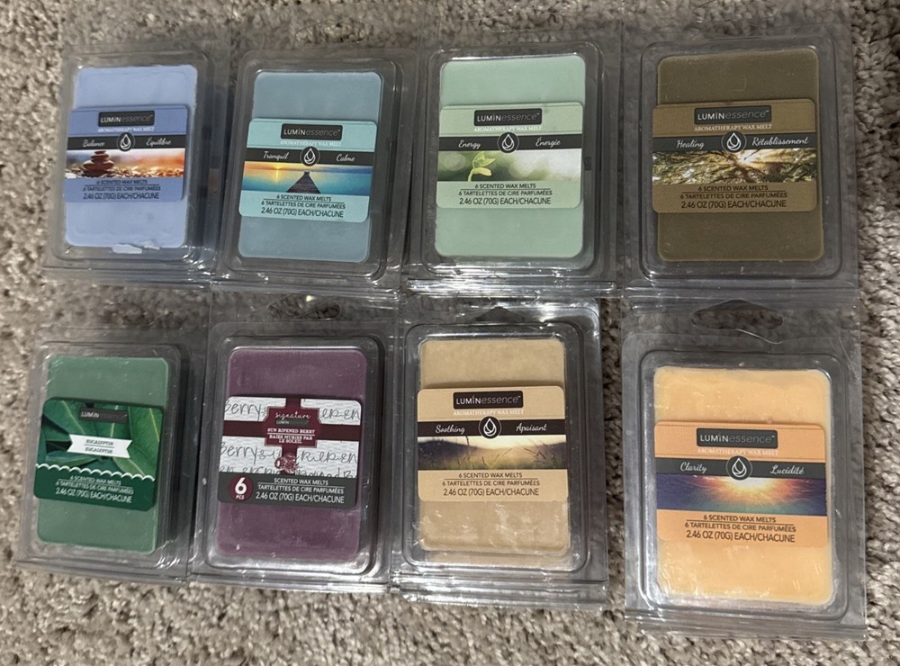 8 LuminEssence  Aromatherapy Scented Wax Melts Scents 6 Pack Long Lasting Wax