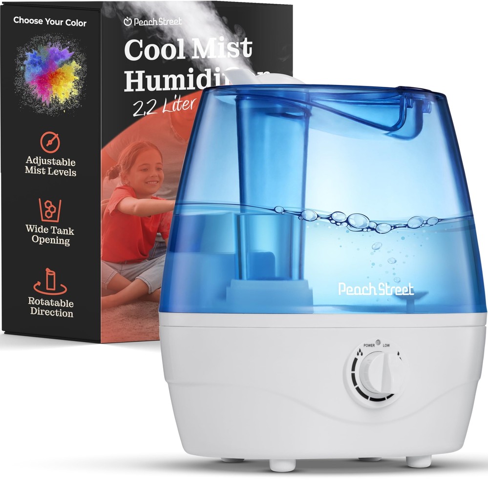 Cool Mist Humidifier for Bedroom Baby Office with 2.2L Quiet Ultrasonic Tank