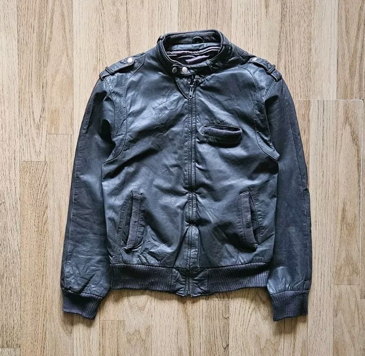 Grey Leather Jacket Women's Small