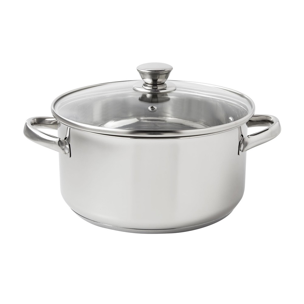 Stainless Steel 5-Quart Dutch Oven with Tempered Glass Lid and Riveted Handles