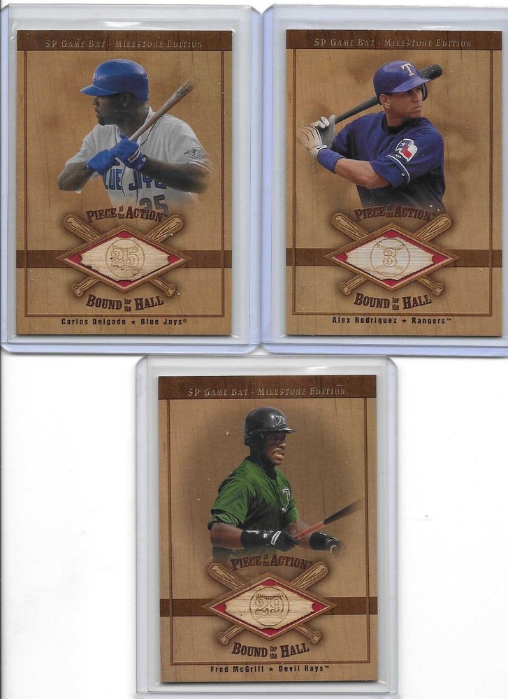 2001 SP GAME BAT BOUND FOR THE HALL LOT ALEX RODRIGUEZ  B-ARR + DELGADO McGRIFF