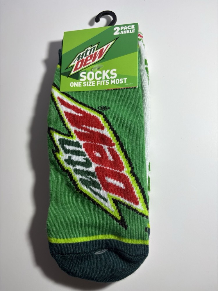 New Mountain Dew Socks 2-Pack One Size Fits Most Design