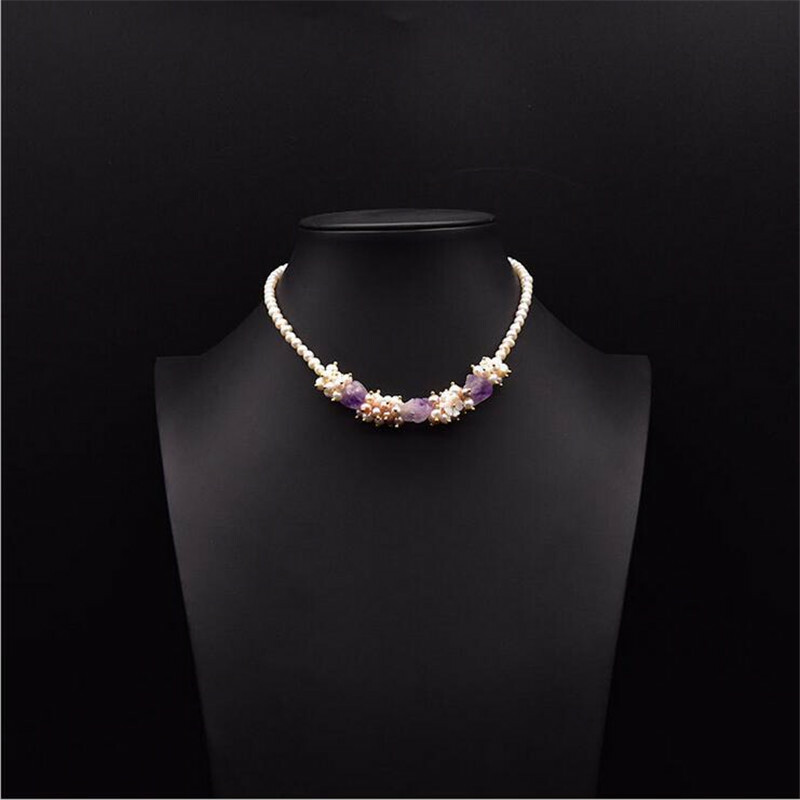 Women Luxury Freshwater Parl Chain Collar Necklace Jewelry Party Gifts Accesory