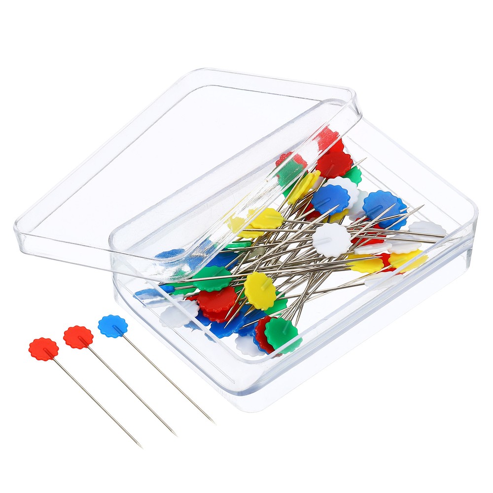 50 Pack Sewing Pins Flower Head Needle Straight Quilting Pin Multicolor 2 Inch