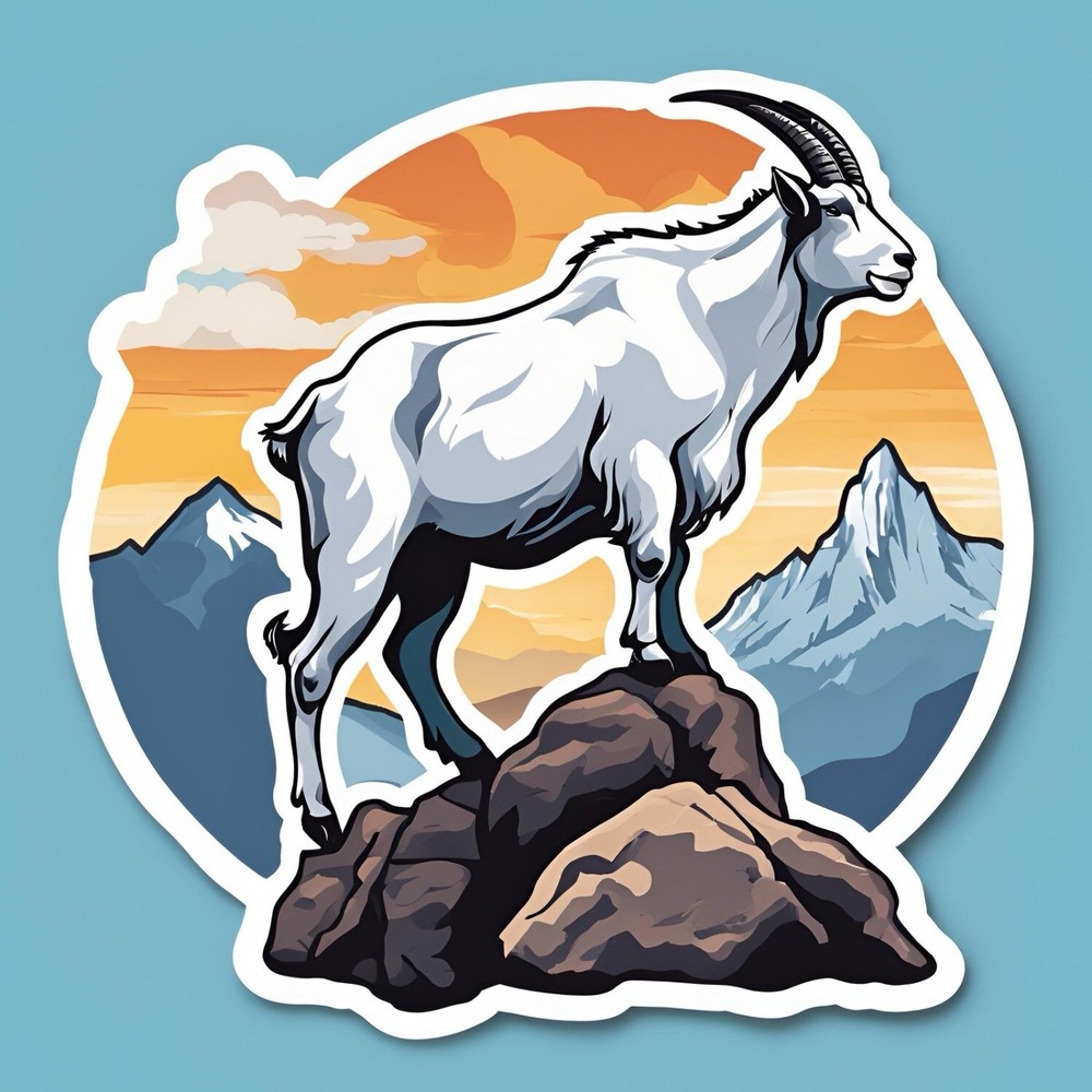 3x2.7” Mountain Goat Standing On Peak sticker ON SALE!
