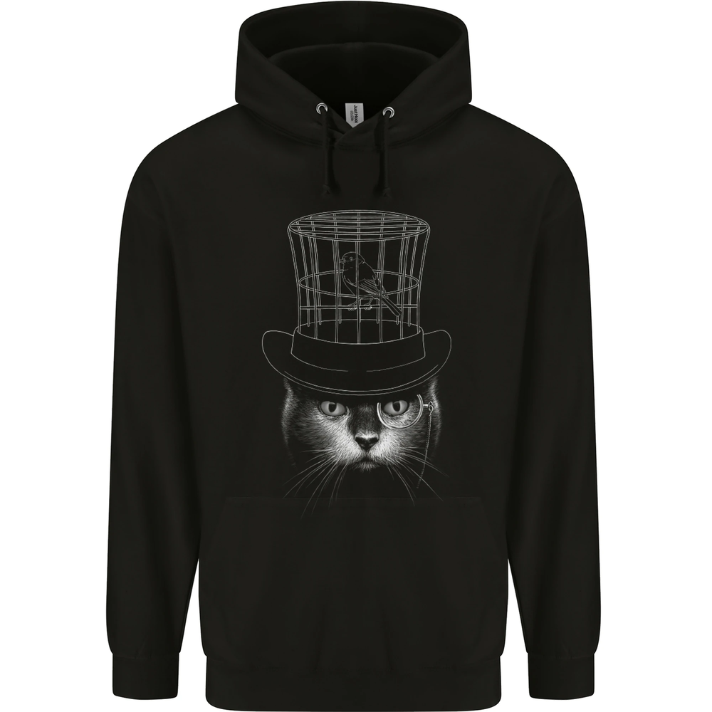 Under My Hat Funny Cat Bird Cage Mens 80% Cotton Hoodie
