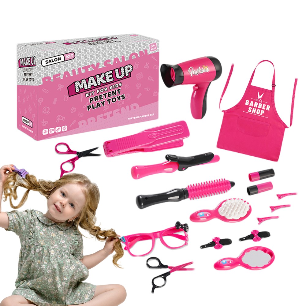 17pcs/set Kids Toys for Girls Pretend Play Hair Salon Set for Little Girls Gift