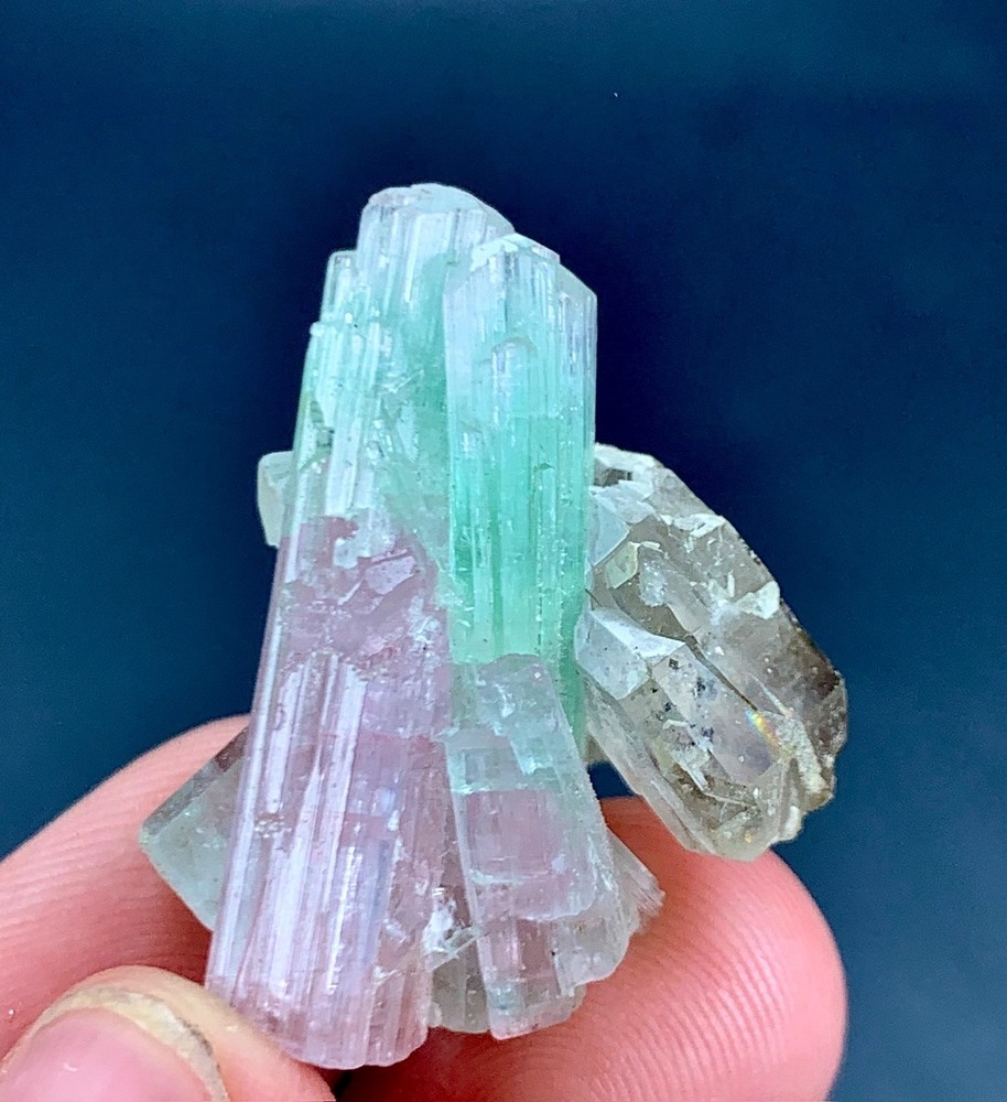 50 Carat Bicolour Tourmaline with quartz crystal specimen from Afghanistan