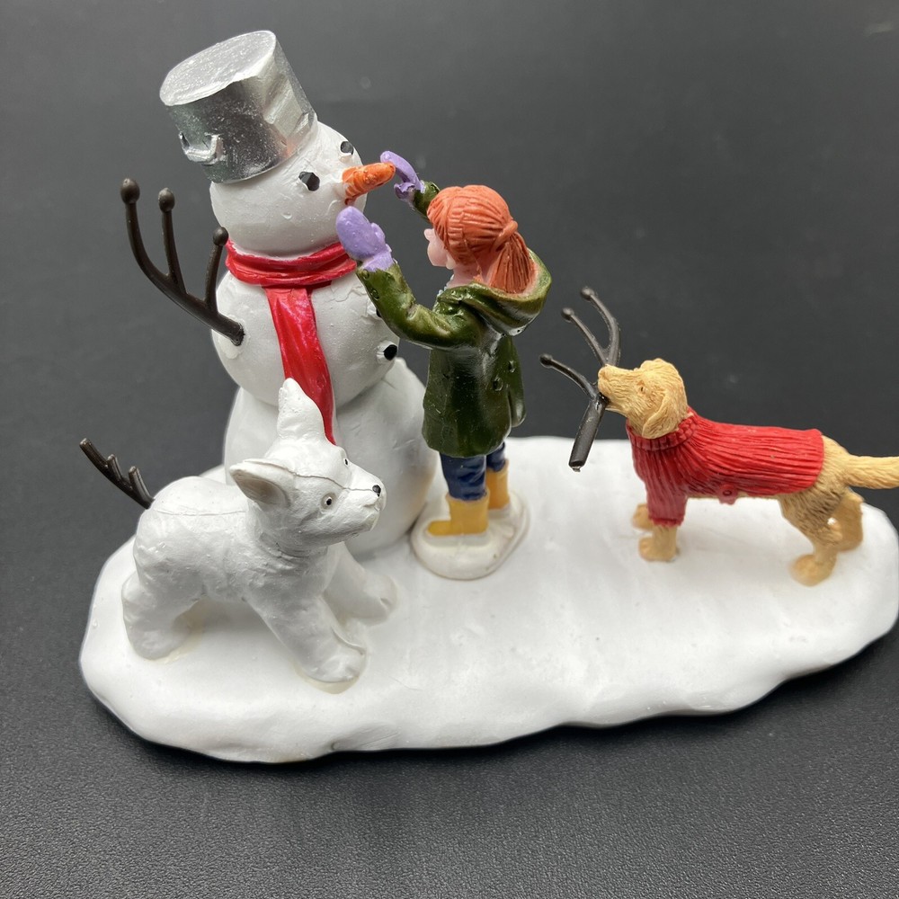 Lemax 33634 Doggone Winter Fun Snowman Dogs Christmas Village Accessory with Box
