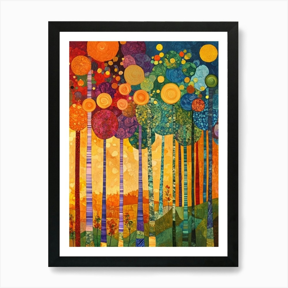 Vibrant Colorful Trees 25 Framed Art Print Canvas Wall Decor