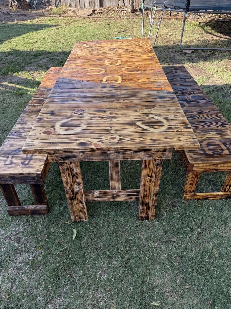 handmade outdoor or indore table and banchs