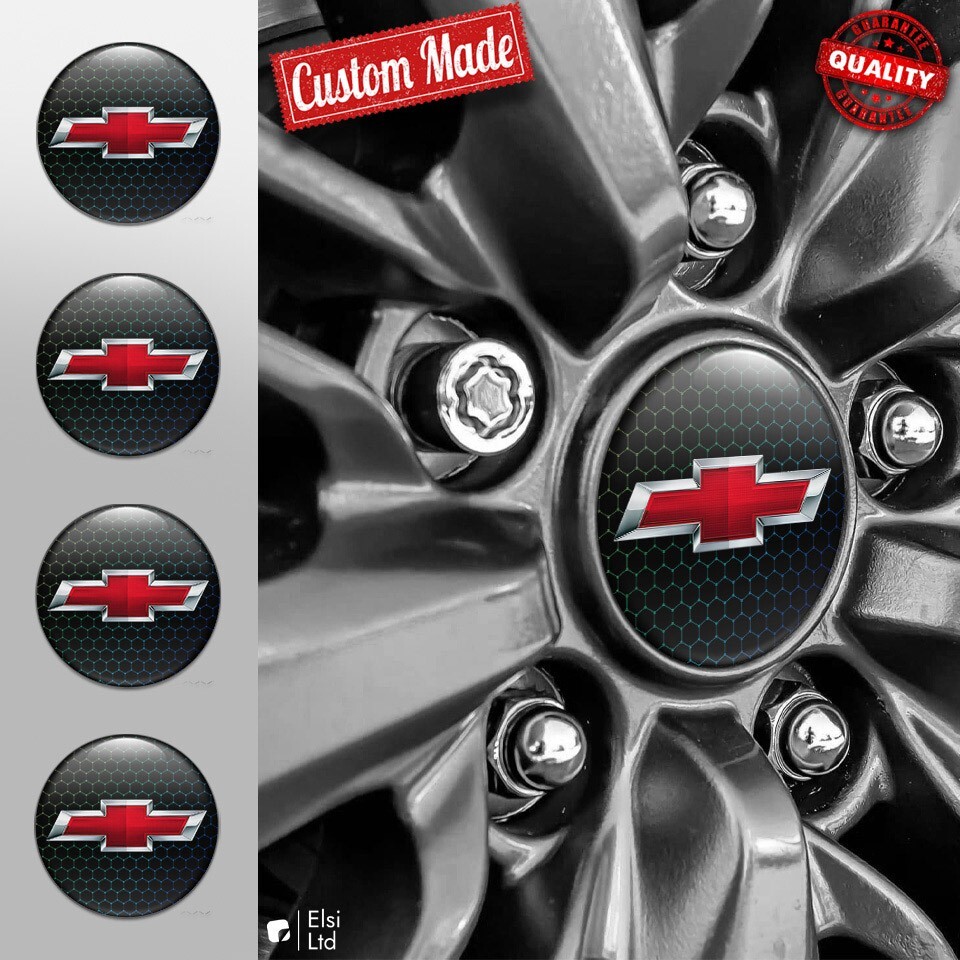 Chevrolet Wheel Cap Decals - 4pc Custom Rim Emblem Set