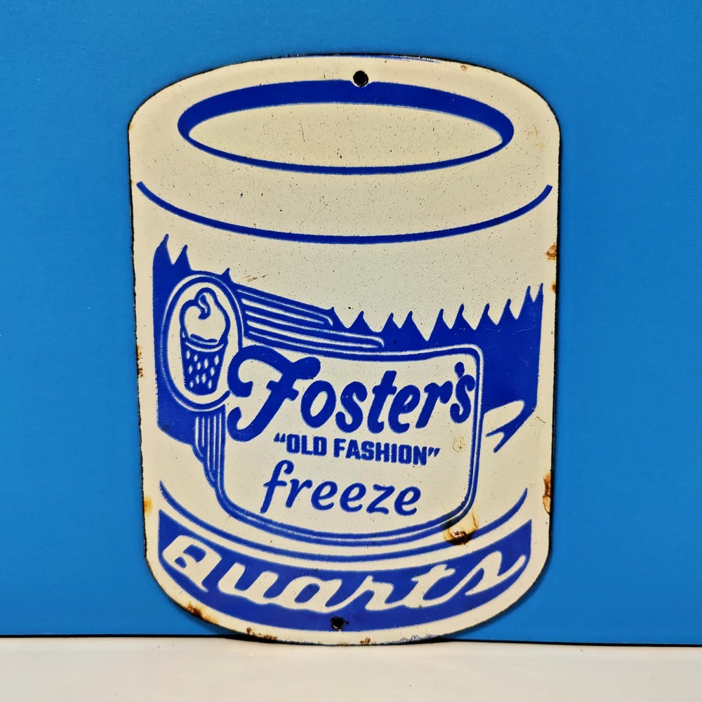Vintage FOSTER'S FREEZE OLD FASHION Porcelain Enamel Sign 7