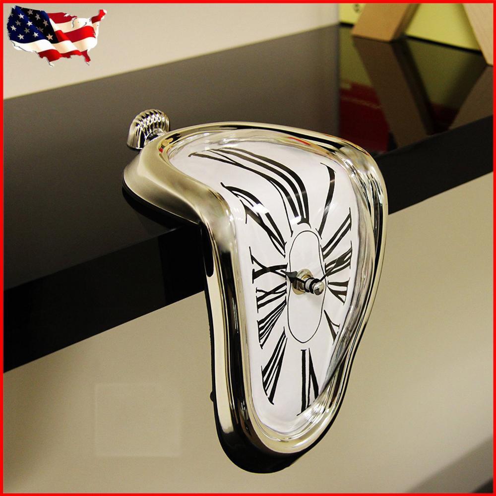 Melting Clock Vintage Melting Table Clock Creative Roman Number for Home Office