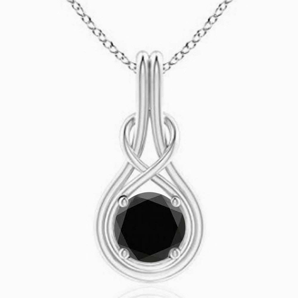 2.00Ct Round Cut Natural Earthmined Black Diamond Pendant In 925 Sterling Silver
