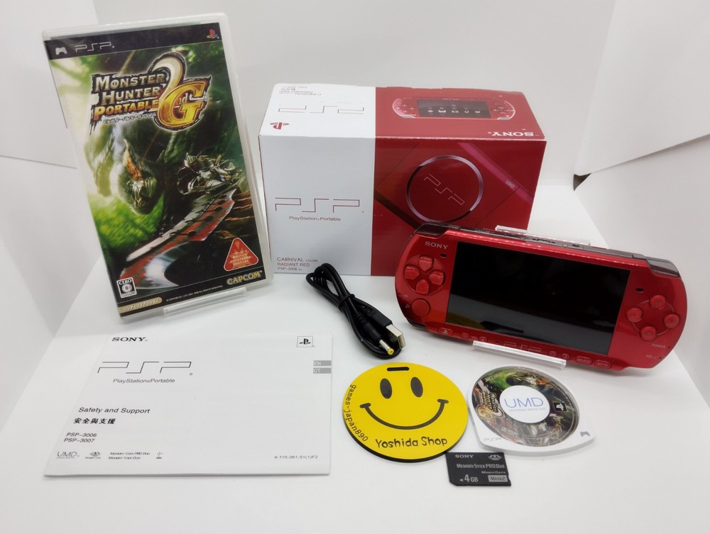 Radiant Red Sony PSP 3000 PlayStation Portable System Tested Region Free with Original Box