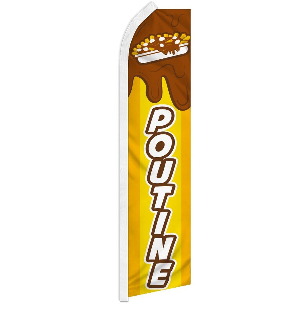 Poutine Advertising Feather Flag - Eye-Catching Concession Food Swooper Banner for Events and Festivals