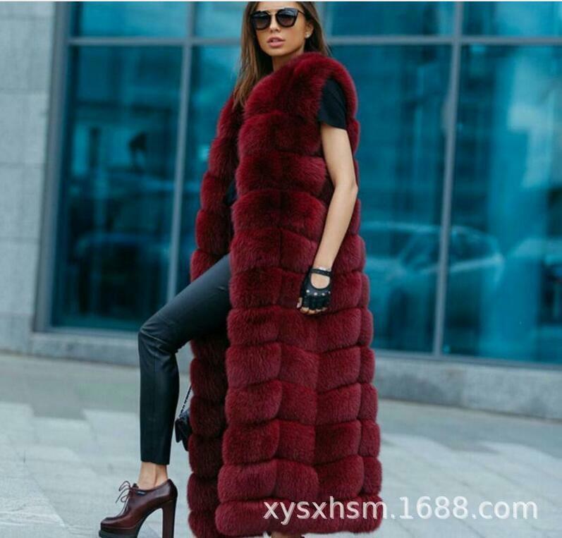 Women's Winter Warm Faux Fur Vest Coat Sleeveless Full Length Outwear-image