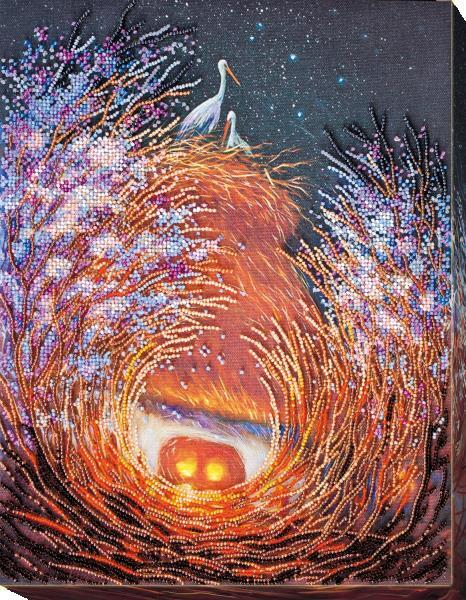 Bead embroidery kit Nest needlework kit Art canvas beadwork pattern