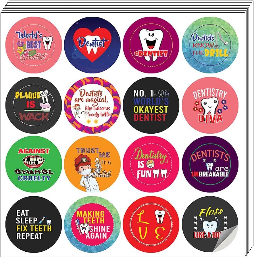 10-Pack Dentist Stickers – 16 Fun Designs for Dental Professionals  