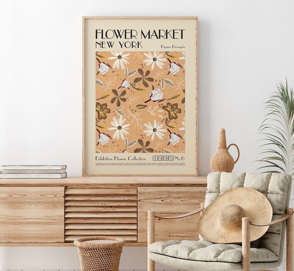 New York Flower Market Poster Flower Market Print Wall Art Flower Market Poster