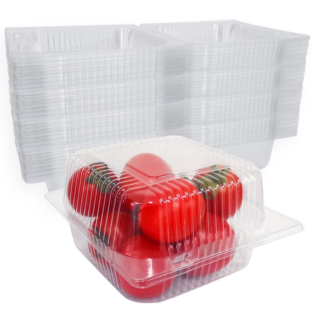 150-Piece 5x5 Inch Plastic Clamshell Takeout Containers – Durable Hinged Disposable Food Trays
