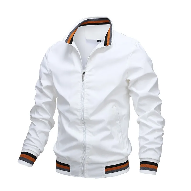 Autumn and Winter Men'S Stand Collar Casual Zipper Jacket Outdoor Sports Coat Wi