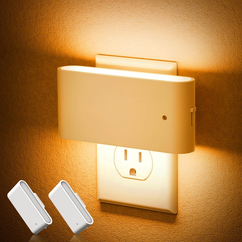 Night Lights Plug into Wall, Amber Night Light with Dusk to Dawn Light , Dimm...