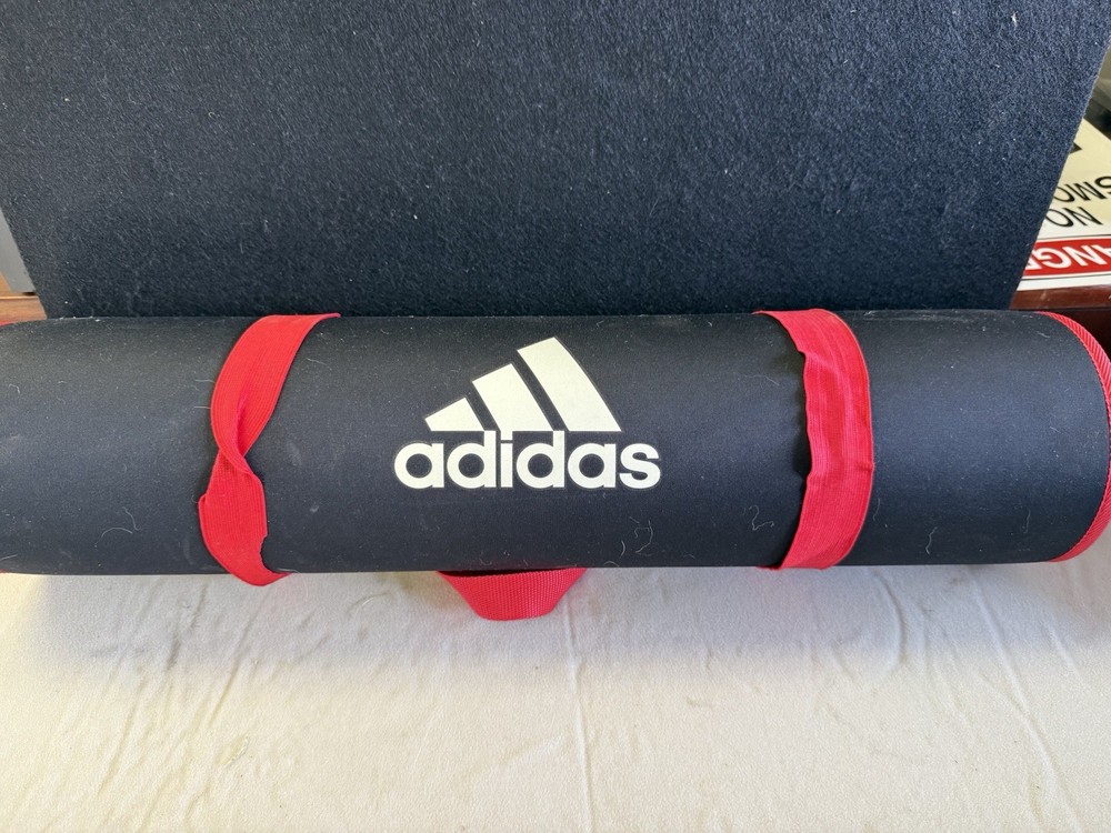 Adidas 10mm Thick Large Exercise Mat for Gym Yoga Fitness with Carry Strap