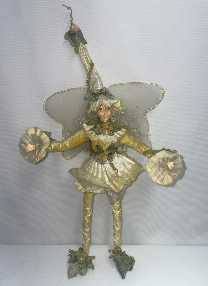 15-Inch Posable Resin and Fabric Yellow Green Garden Fairy