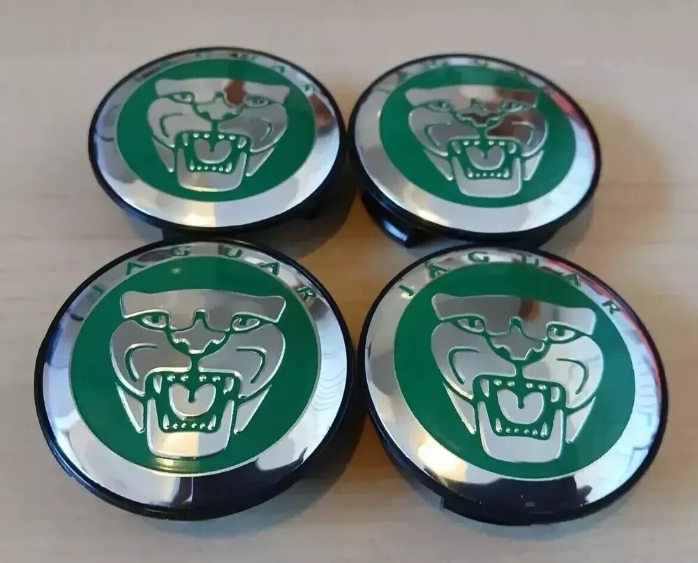 JAGUAR Set Of 4 Green Wheel Center Cap 59mm Fast Shipping.