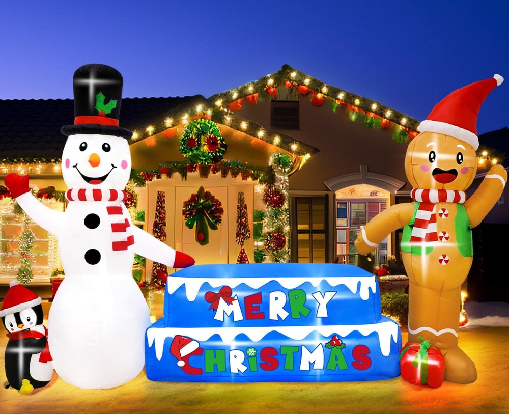 OurWarm 10 FT Inflatable Snowman Christmas Inflatables Outdoor Decorations, S...