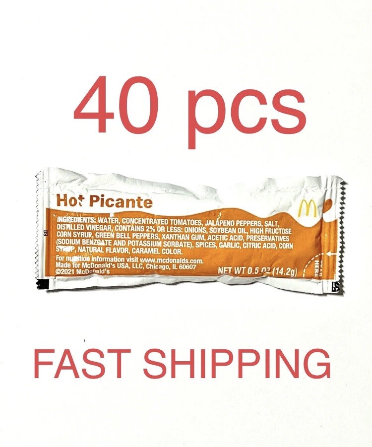 Lot Of 40 McDonald's Condiment Packets Hot Picante Hot Sauce Spicy New And Fresh