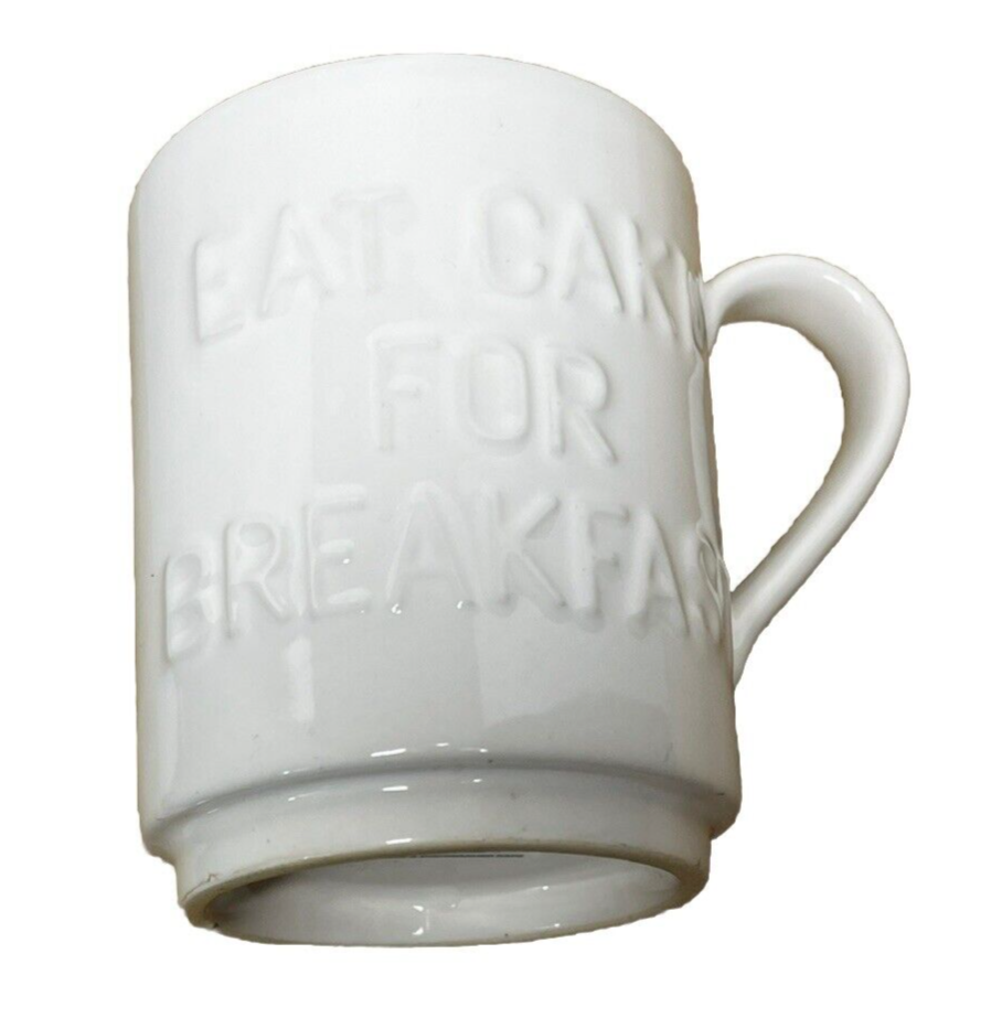 Lenox Kate Spade Coffee Mug Eat Cake For Breakfast Stoneware White 10oz Tea Cup
