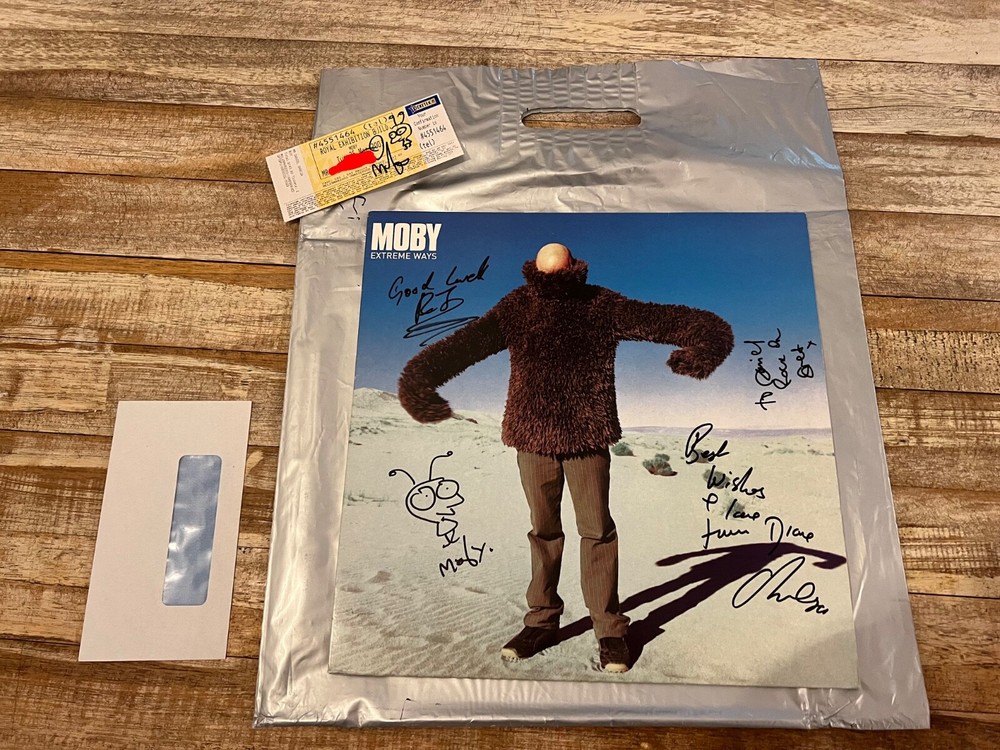 Moby and band signed EXTREME WAYS Record and Concert Ticket 2003 - Never used