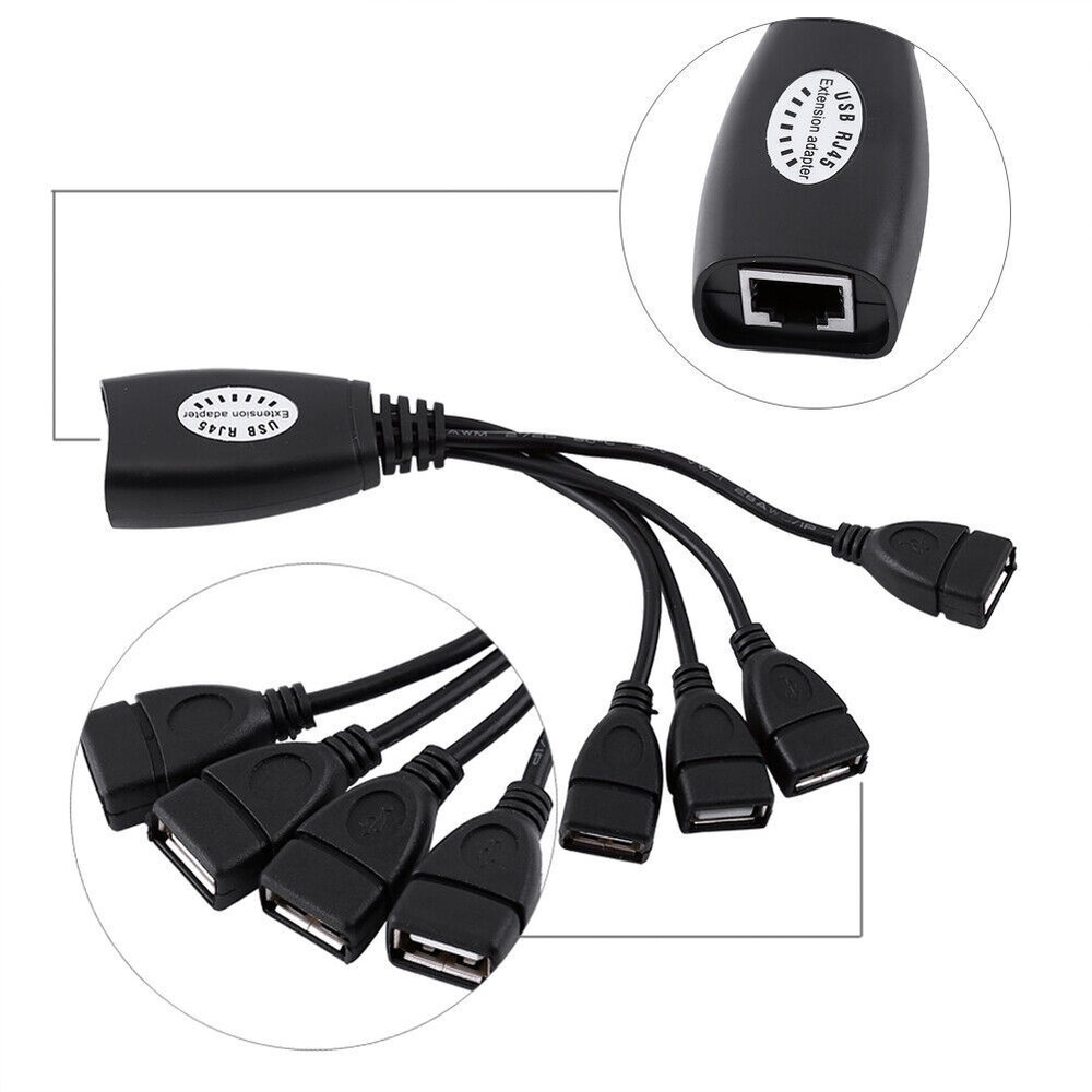 4-Port USB 2.0 to RJ45 Ethernet Hub Extender Adapter