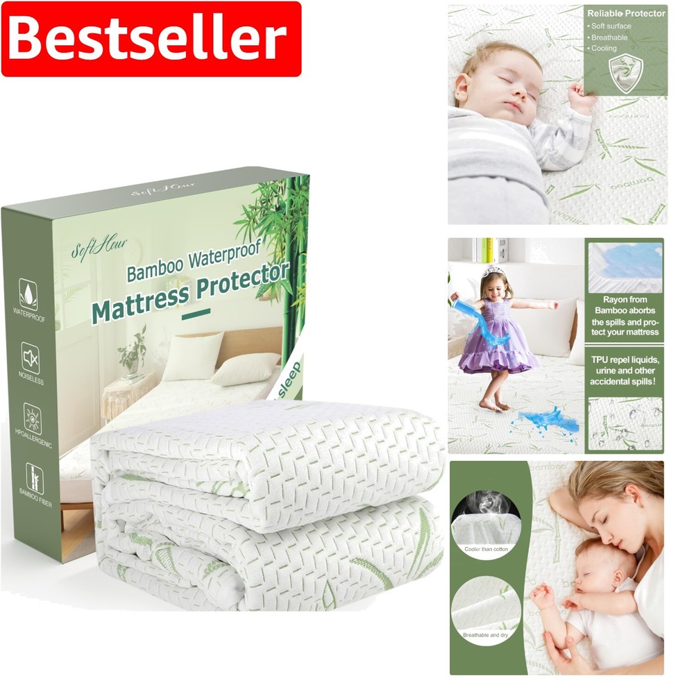 Cooling Noiseless Bamboo Rayon Deep Pocket King Mattress Protector