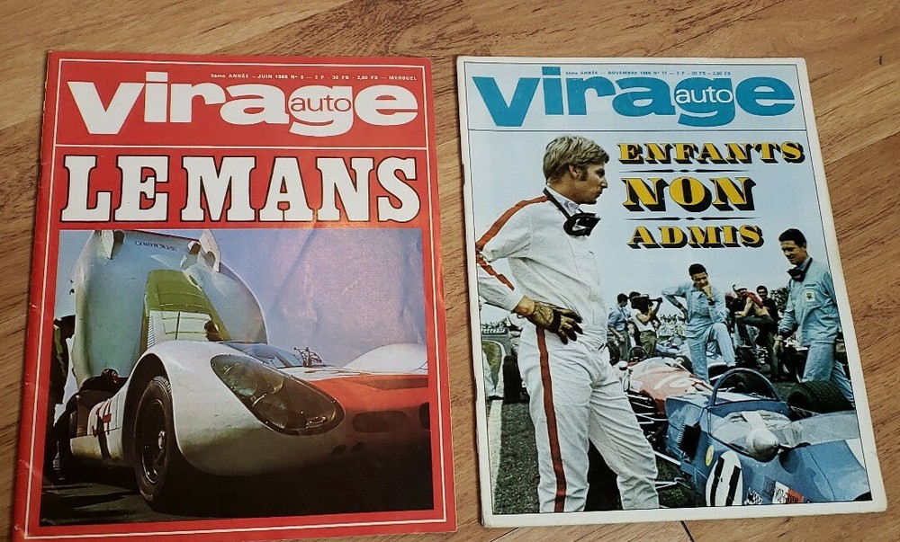 2 Issues VIRAGE AUTO French Magazine 1968 le mans bmw race racing