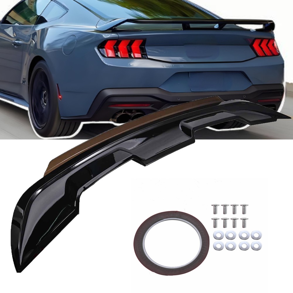 Fits 2015-2023 Ford Mustang GT500 Style Spoiler W/ Smoke Gurney Flap Wicker Bill
