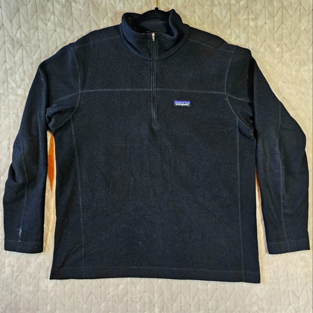 Patagonia Micro D 1/4 Zip Mens Fleece Pullover Lightweight Outdoor L Black Utility