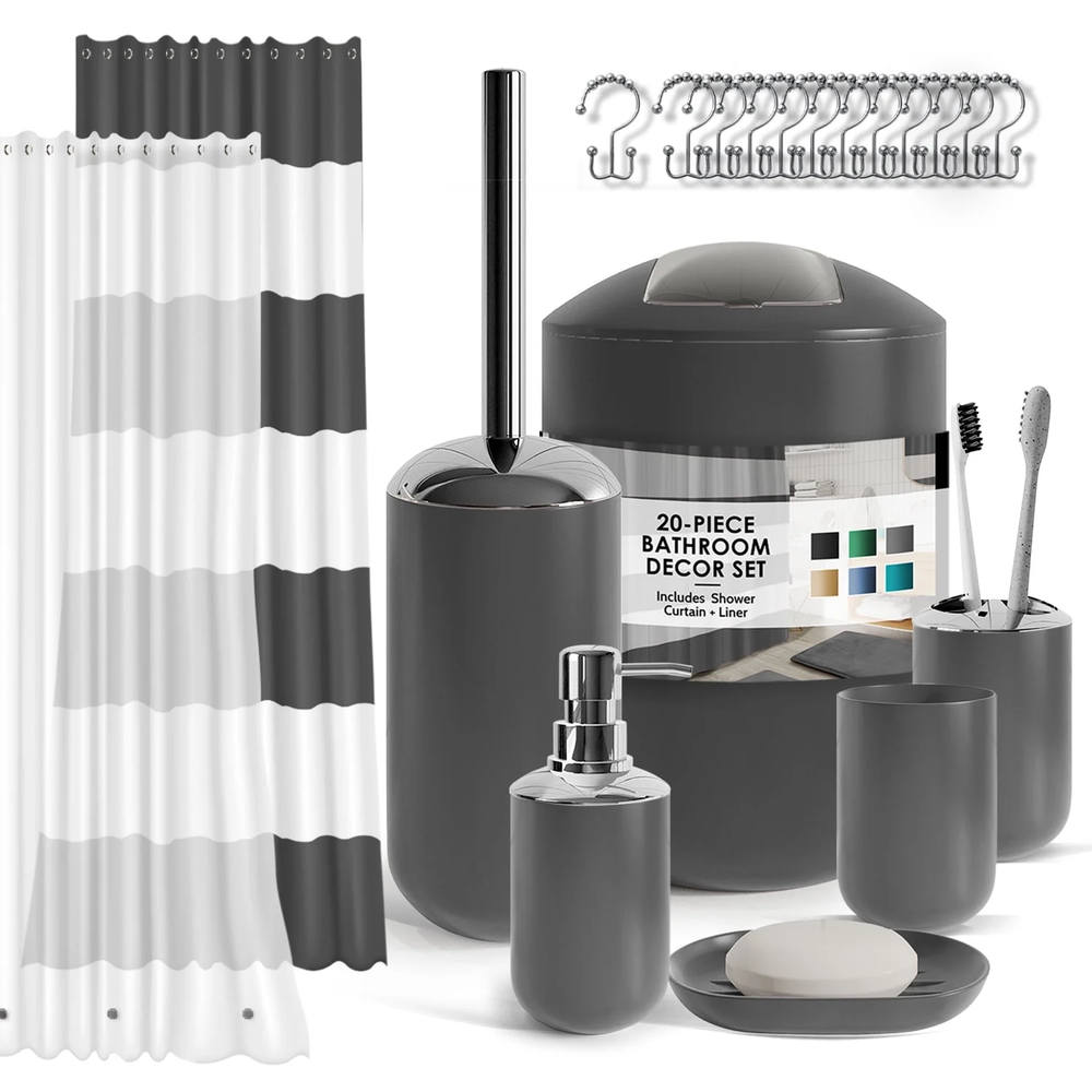 20-Piece Gray Bathroom Accessories and Decor Set
