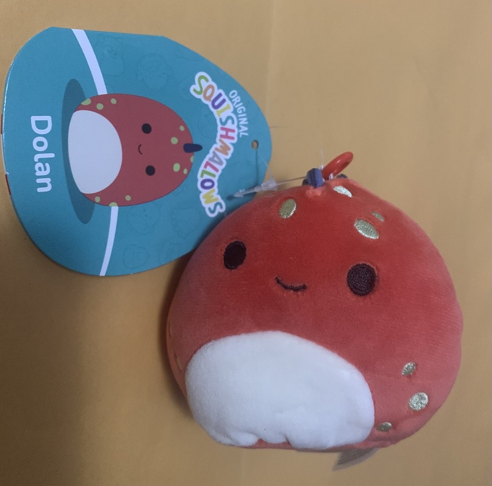 Squishmallows Dolan Red Dinosaur 3.5 Inch Plush Clip On Keychain New With Tags
