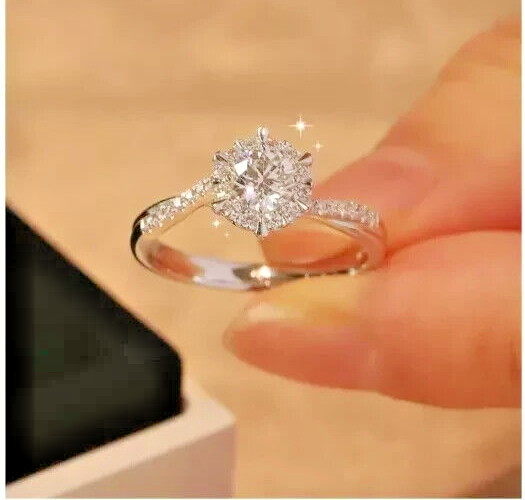 2.2Ct Round Pinky Moissanite Solitaire Ring 14K White Gold