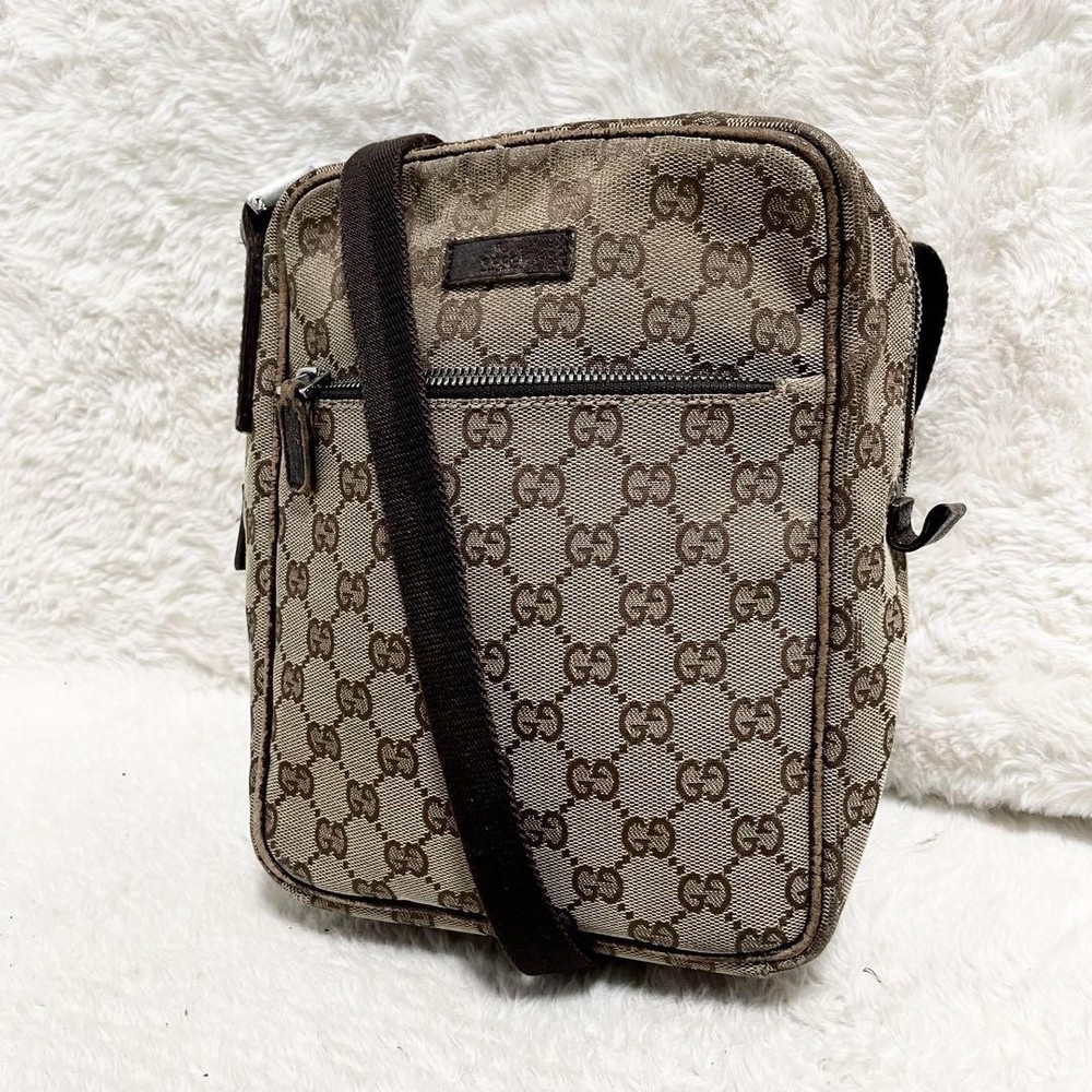 Gucci GG Canvas Leather Crossbody Shoulder Bag New Authentic Logo
